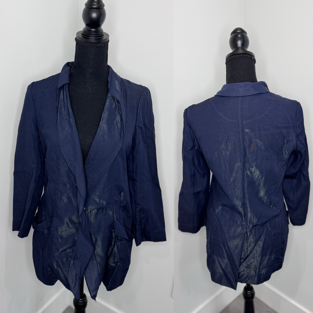 McGinn Knightsbridge Blue Sheer Front Open Cardigan (sz 36)